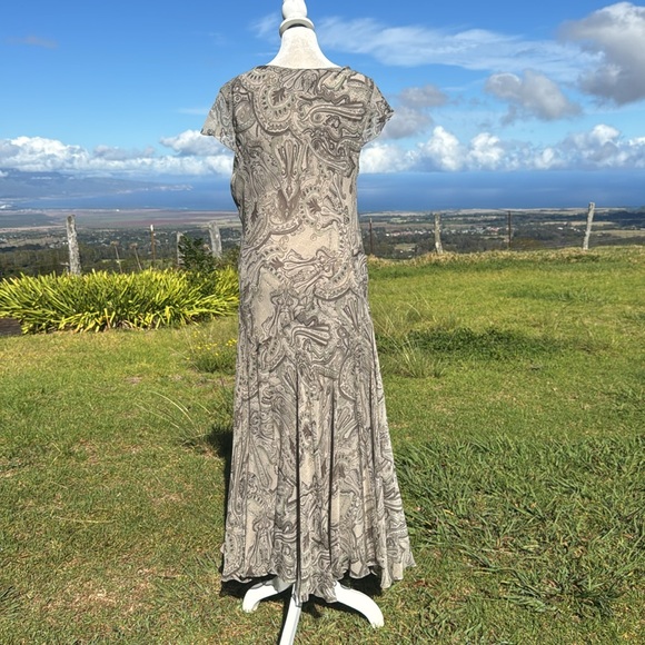 Y2K 90’s Jones New York Gray Paisley Silk Maxi Dress 14 - Picture 5 of 8